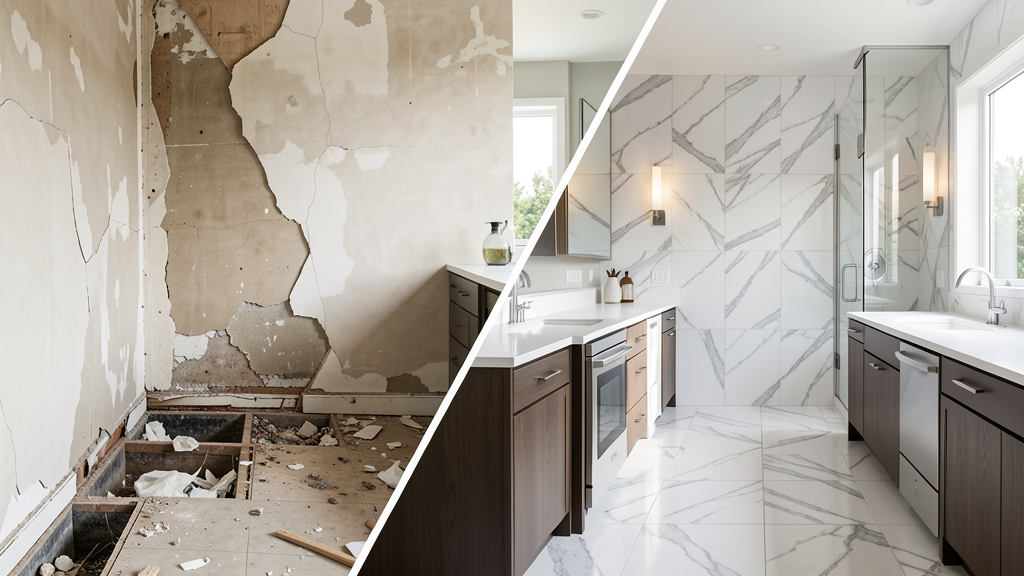 Before and after remodel